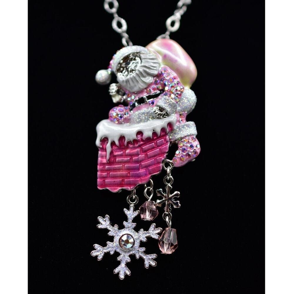 Kirks Folly Vintage Christmas Necklace Brooch Pendant Santa Claus Signed BinI